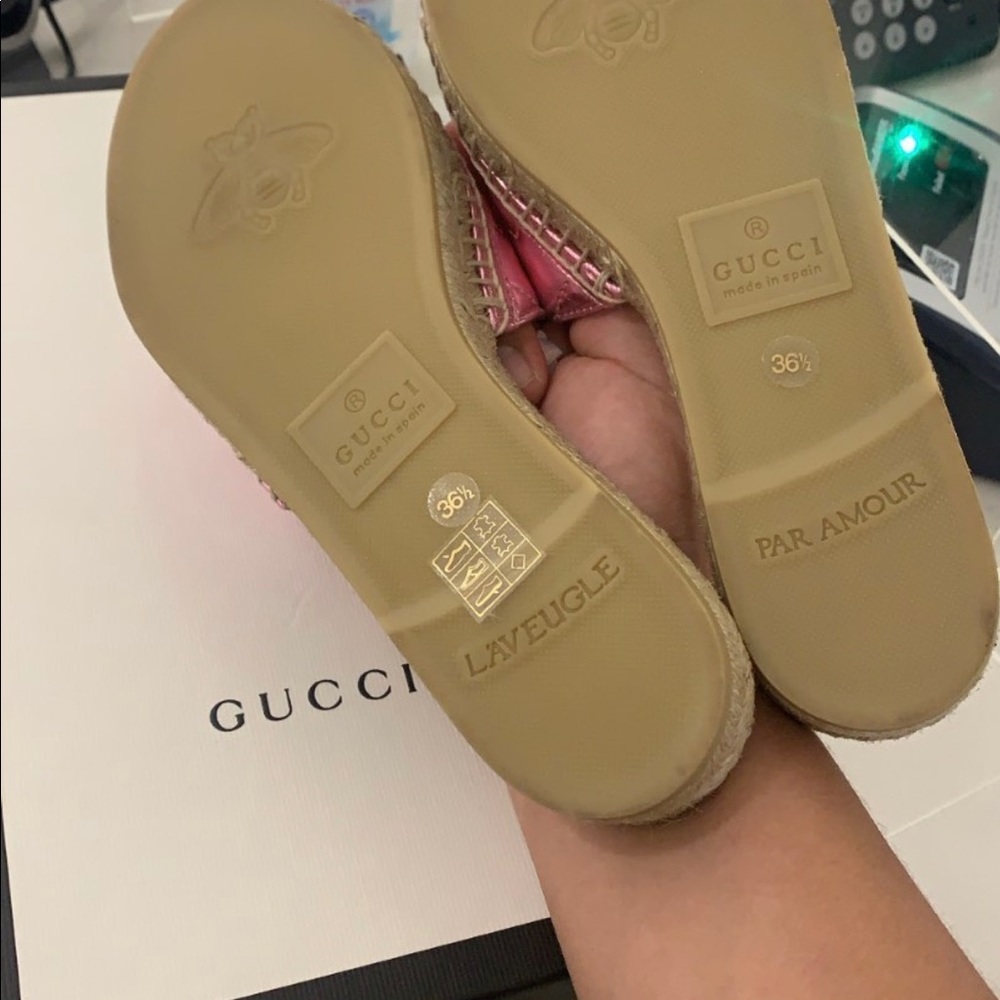 💞GUCCI metallic espadrille slides $590 - Picture 5 of 8